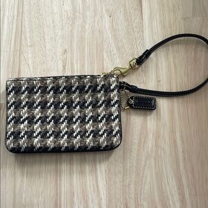 Coach Brown and Black Houndstooth Wristlet